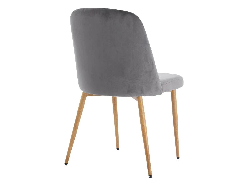 Lot De 6 Chaises En Velours Et Métal Effet Bois - Gris - MINAGRI 5 Lot De 6 Chaises En Velours Et Métal Effet Bois - Gris - MINAGRI – Image 5