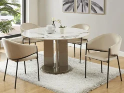 Lot De 6 Chaises Avec Accoudoirs En Velours Et Métal Noir - Beige - ORDIDA De Pascal MORABITO -Meubles Soldes Magasin chaise 18607959