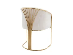 Lot De 2 Chaises Avec Accoudoirs En Tissu Bouclette Et Métal - Blanc Et Doré - JOSETHE De Pascal MORABITO -Meubles Soldes Magasin chaise 18610033