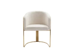 Lot De 2 Chaises Avec Accoudoirs En Tissu Bouclette Et Métal - Blanc Et Doré - JOSETHE De Pascal MORABITO -Meubles Soldes Magasin chaise 18610035