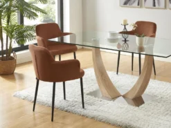 Lot De 6 Chaises En Velours Côtelé Et Métal - Terracotta - CELOLA De Pascal MORABITO -Meubles Soldes Magasin chaise 18636867