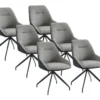 Lot De 6 Chaises En Tissu, Velours Côtelé Et Métal - Gris Et Anthracite - CHANILA