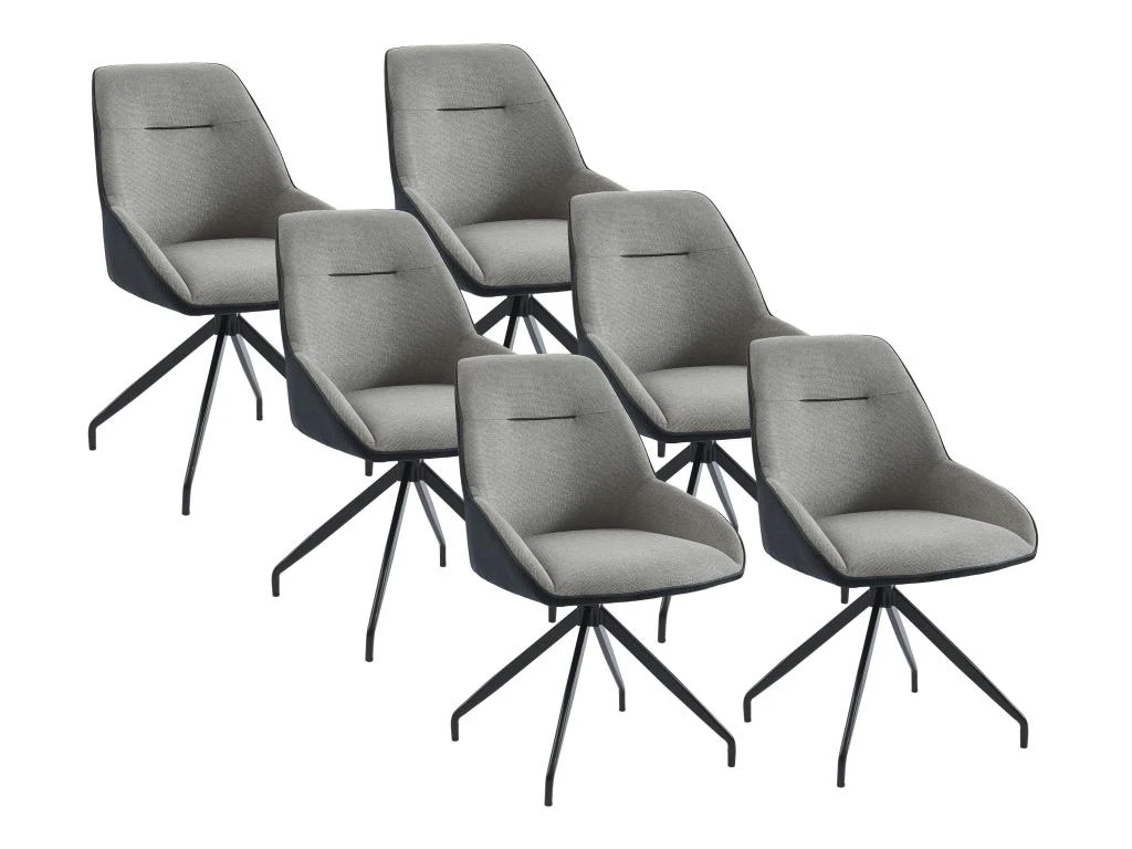 Lot De 6 Chaises En Tissu, Velours Côtelé Et Métal - Gris Et Anthracite - CHANILA 1 Lot De 6 Chaises En Tissu, Velours Côtelé Et Métal - Gris Et Anthracite - CHANILA