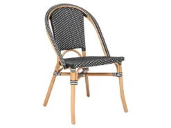 Chaise En Bois De Rotin Coloris Noir - Longueur 48 X Profondeur 56 X Hauteur 84 Cm