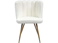 Chaise Assise En Tissu Bouclette Blanc Ariel -Meubles Soldes Magasin chaise 19395741