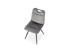 Chaise Design En Tissu Velours 46 X 58 X 83 Cm - Gris -Meubles Soldes Magasin chaise 19816659
