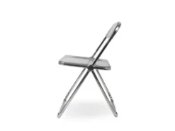 KOSMI - Chaise Pliable En Plexiglass Couleur INOX Et Gris Fumé Smoke -Meubles Soldes Magasin chaise 21142203