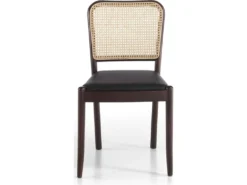 Chaise Bois Massif Assise Rembourrée Simili Dossier En Rotin -Meubles Soldes Magasin chaise 21177733