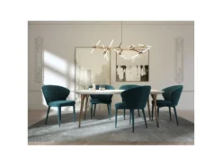 Lot De 2 Chaises Velours Bleu Pétrole Pieds Velours Assortis -Meubles Soldes Magasin chaise 21220329