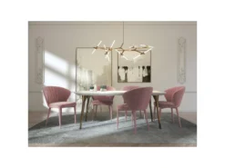 Lot De 2 Chaises Velours Rose Vintage Pieds Velours Assortis -Meubles Soldes Magasin chaise 21220349