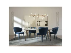 Lot De 2 Chaises Velours Bleu Canard Pieds Velours Assortis -Meubles Soldes Magasin chaise 21220359