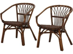 Lot De 2 Chaises De Salle à Manger En Rotin Marron -Meubles Soldes Magasin chaise 21556691