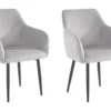 Lot De 2 Chaises De Salle à Manger Rembourrées En Velours Gris Clair