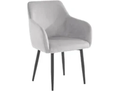 Lot De 2 Chaises De Salle à Manger Rembourrées En Velours Gris Clair -Meubles Soldes Magasin chaise 21687861
