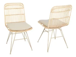 Uyuni - Lot De 2 Chaises Design En Rotin Pieds Beiges - Couleur - Naturel -Meubles Soldes Magasin chaise 21882729