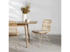 Uyuni - Lot De 2 Chaises Design En Rotin Pieds Beiges - Couleur - Naturel -Meubles Soldes Magasin chaise 21882731