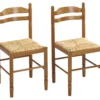 Lot De 2 Chaises JEANNE - Hêtre Massif & Assise Paille De Riz