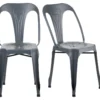 Lot De 2 Chaises Métal Gris Avec Perforations Sur L'assise - METALICA