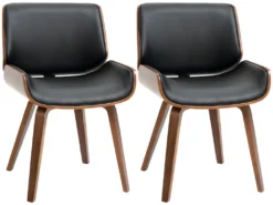 Lot De 2 Chaises Vintage TRALEE Aspect Bois De Noyer