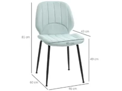 Lot De 2 Chaises De Salle à Manger En Velours Avec Dossier, Assise Rembourrée Et Pieds En Acier Vert Et Noir -Meubles Soldes Magasin chaise 22167605