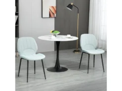 Lot De 2 Chaises De Salle à Manger En Velours Avec Dossier, Assise Rembourrée Et Pieds En Acier Vert Et Noir -Meubles Soldes Magasin chaise 22167607