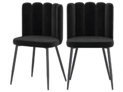 Chaise Rosy En Velours Noir (lot De 2)