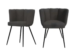 Chaise Cosette En Tissu Bouclé Gris Foncé (lot De 2)