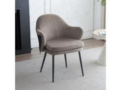 Chaise - Coutures En Tissu Et Cuir PU - Siège Amovible - Marron