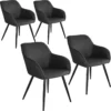 Lot De 4 Chaises Pieds Noir Siège De Salon Cuisine Salle à Manger Design élégant Tissu Anthracite 08_0000104