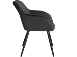 Lot De 4 Chaises Pieds Noir Siège De Salon Cuisine Salle à Manger Design élégant Tissu Anthracite 08_0000104 -Meubles Soldes Magasin chaise 22732411