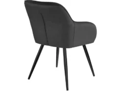 Lot De 4 Chaises Pieds Noir Siège De Salon Cuisine Salle à Manger Design élégant Tissu Anthracite 08_0000104 -Meubles Soldes Magasin chaise 22732413