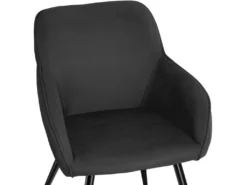 Lot De 4 Chaises Pieds Noir Siège De Salon Cuisine Salle à Manger Design élégant Tissu Anthracite 08_0000104 -Meubles Soldes Magasin chaise 22732415