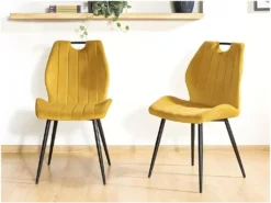 Chaise En Velours 51 X 46 X 91 Cm - Curry -Meubles Soldes Magasin chaise 22741895