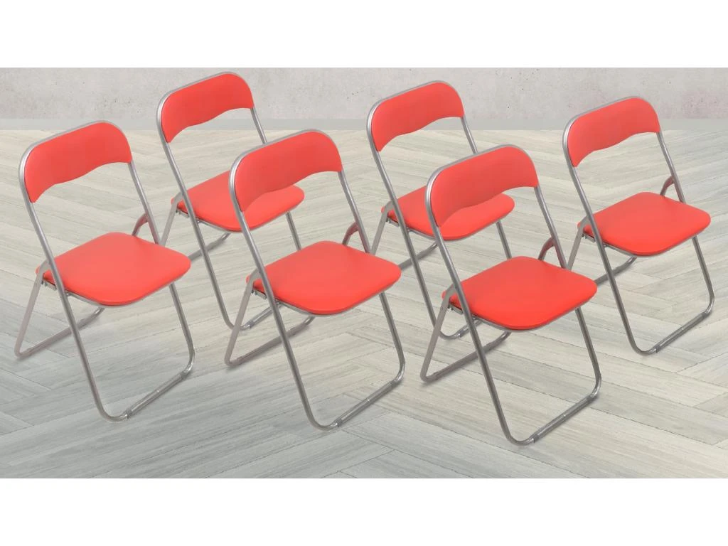 Chaise Dmaros, Ensemble De Six Chaises Pliantes, Siège De Réunion Peu Encombrant, Fauteuil De Salle D'attente, 43x47h78 Cm, Rouge 2 Chaise Dmaros, Ensemble De Six Chaises Pliantes, Siège De Réunion Peu Encombrant, Fauteuil De Salle D'attente, 43x47h78 Cm, Rouge – Image 2