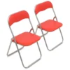 Chaise Dgraf, Ensemble De Deux Chaises Pliantes, Siège De Réunion Peu Encombrant, Fauteuil De Salle D'attente, 43x47h78 Cm, Rouge