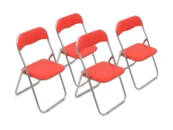 Chaise Dminut, Ensemble De Quatre Chaises Pliantes, Siège De Réunion Peu Encombrant, Fauteuil De Salle D'attente, 43x47h78 Cm, Rouge