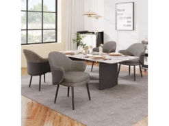 Lot De 4 Chaises - Coutures En Tissu Et Cuir PU - Siège Amovible - Marron