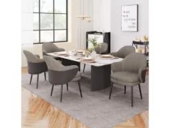 Lot De 6 Chaises - Coutures En Tissu Et Cuir PU - Siège Amovible - Marron