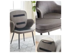 Lot De 6 Chaises - Coutures En Tissu Et Cuir PU - Siège Amovible - Marron -Meubles Soldes Magasin chaise 22804067