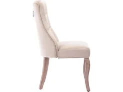 Lot De 6 Chaises De Salle à Manger En Velours - Matelassage De Boutons - Beige -Meubles Soldes Magasin chaise 22860715