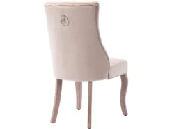 Lot De 6 Chaises De Salle à Manger En Velours - Matelassage De Boutons - Beige -Meubles Soldes Magasin chaise 22860717