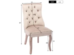 Lot De 6 Chaises De Salle à Manger En Velours - Matelassage De Boutons - Beige -Meubles Soldes Magasin chaise 22860719