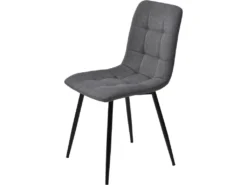 Lot De 4 Chaises De Salle à Manger - Structure En Métal - Tissu En Velours - Gris Clair -Meubles Soldes Magasin chaise 22860745