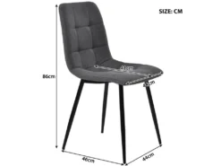 Lot De 4 Chaises De Salle à Manger - Structure En Métal - Tissu En Velours - Gris Clair -Meubles Soldes Magasin chaise 22860749