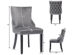 Lot De 4 Chaises De Salle à Manger En Velours - Cadre En Bois Massif - Gris -Meubles Soldes Magasin chaise 22860789