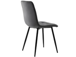 Lot De 4 Chaises De Salle à Manger - Structure En Métal - Tissu En Velours - Gris -Meubles Soldes Magasin chaise 22860897