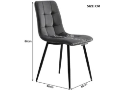 Lot De 4 Chaises De Salle à Manger - Structure En Métal - Tissu En Velours - Gris -Meubles Soldes Magasin chaise 22860899