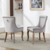 Lot De 2 Chaises En Velours - Avec Pieds En Bois Massif - Gris