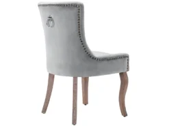 Lot De 2 Chaises En Velours - Avec Pieds En Bois Massif - Gris -Meubles Soldes Magasin chaise 22928697