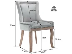 Lot De 6 Chaises En Velours - Avec Pieds En Bois Massif - Gris 9 Lot De 6 Chaises En Velours - Avec Pieds En Bois Massif - Gris -Meubles Soldes Magasin chaise 22934593